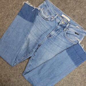 Mavi Jeans Womens 27 Blue Denim Raw Hem High Rise Alissa Super Skinny Ankle Leg